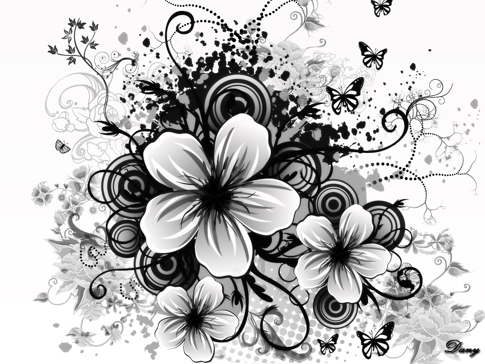 black and white flower wallpaper dowload