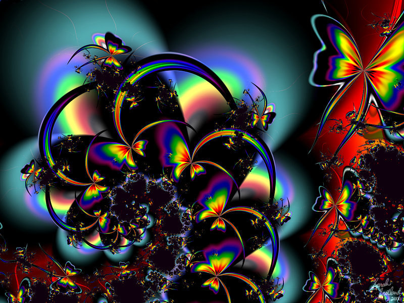 abstract rainbow of butterflies fantasy wallpaper